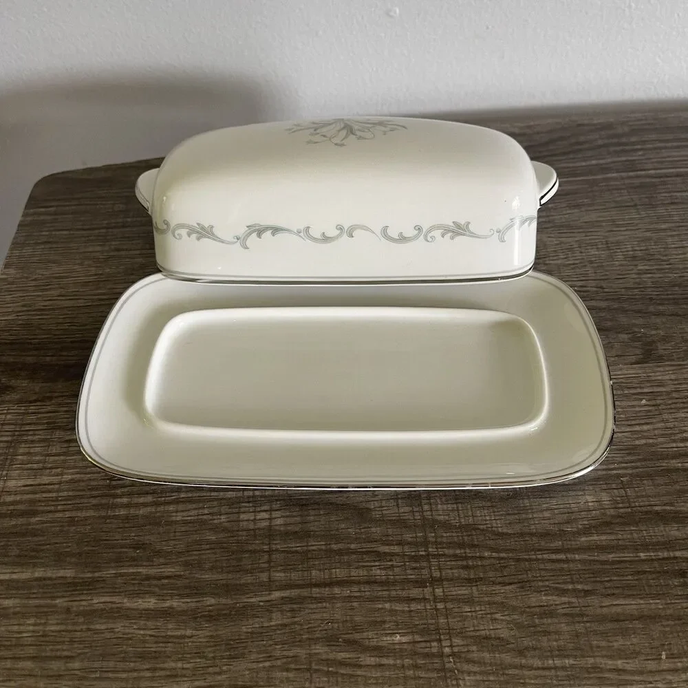 Vtg Noritake China Covered Butter Dish Chaumont Design Pattern 6008 Made Japan